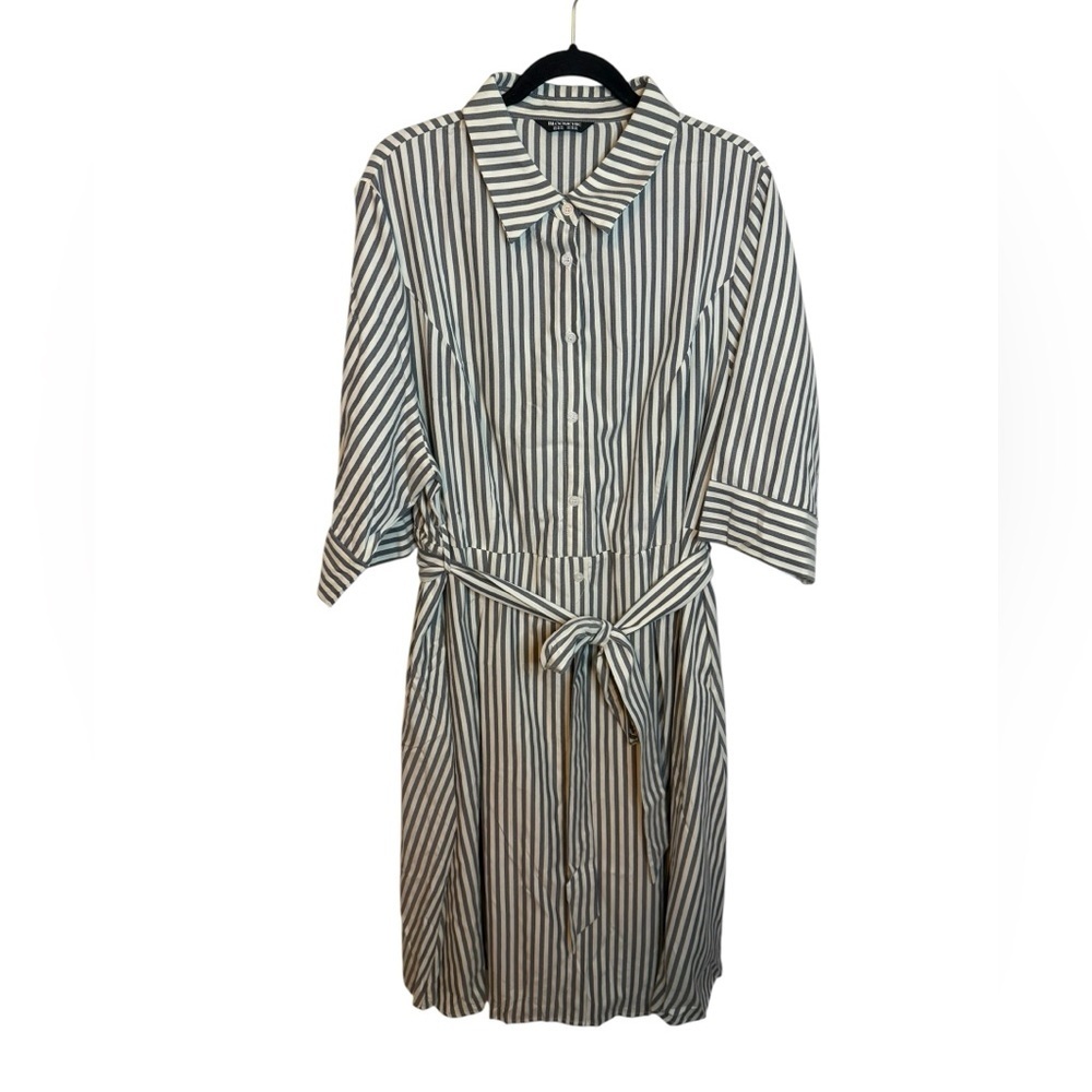 BloomChic Striped Belted Preppy Shirt Dress